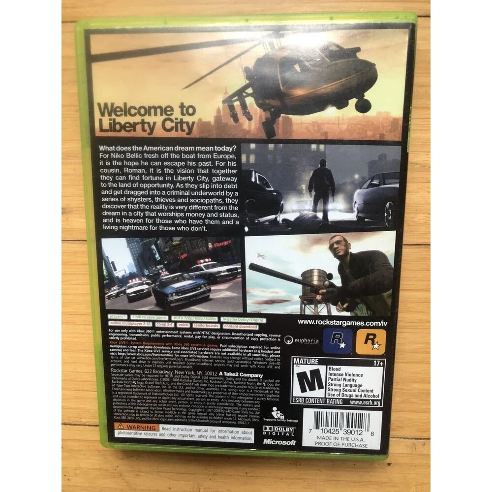 Grand Theft Auto IV (Microsoft XBOX 360,2008) - NO DISC - COMPLETE BOX